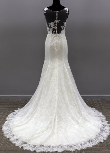 Ivory Mermaid Wedding Dress See Through Back