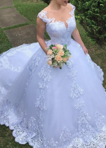 Illusion Vestido De Noiva Backless Ball Gown Wedding Dress 2022