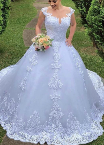 Illusion Vestido De Noiva Backless Ball Gown Wedding Dress 2022