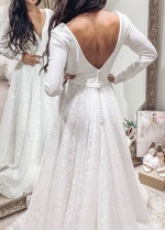 Long Sleeves Spandex and Lace Bride Dresses for Wedding vestido de boda
