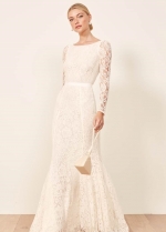 Lace Long Sleeves Wedding Dress with V back