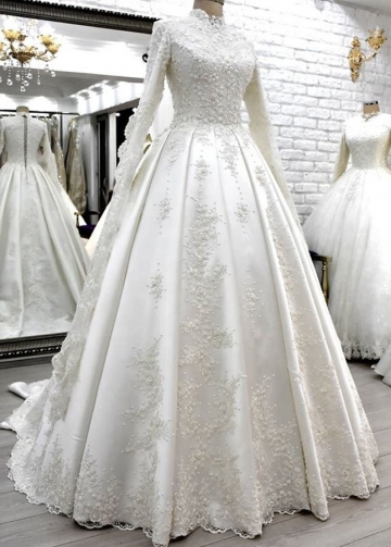 Tulle Ball Gown Islamic Luxury Muslim Wedding Dresses – TANYA BRIDAL