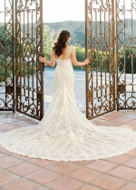 Luxury Pearls Beaded Lace Wedding Gown with Cathedral Train