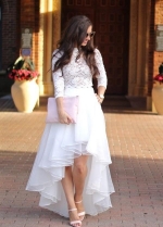 Lace Two-piece Wedding Gown with Organza High-low Skirt