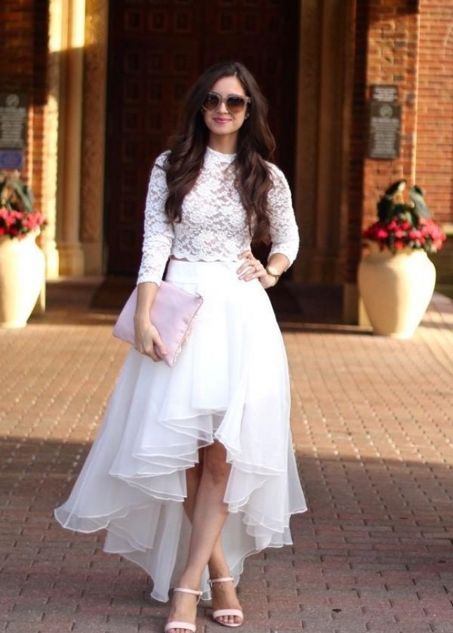 Lace Two-piece Wedding Gown with Organza High-low Skirt