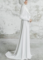 Long Sleeve Muslim Bridal Gowns High Neck Gelinink Fall Winter Vestido De Noivas