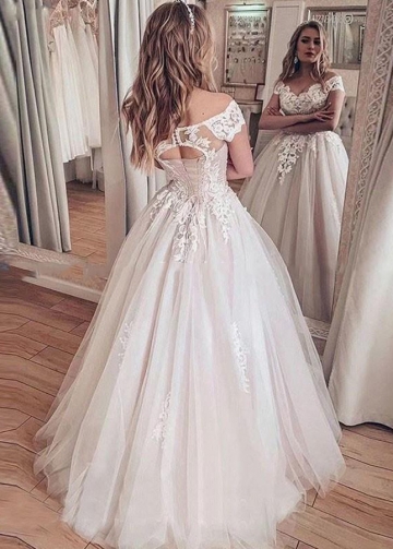 Lace Wedding Dress A Line Vestidos de novia Off The Shoulder Lace Sexy Bridal Gown Lace Up Back Wedding Gowns