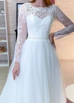 Long Sleeves Lace A Line Wedding Dresses 2023 vestido de novia