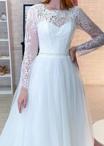Long Sleeves Lace A Line Wedding Dresses 2022 vestido de novia