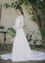 Long Sleeve Wedding Dresses Sexy Backless A Line Sweep Train Bridal Gowns Robe De Soriee Chic