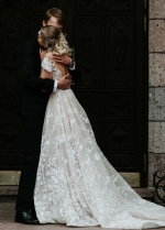 Lace Wedding Dresses A Line Ivory Champagne Lining Bridal Gowns Vestido De Noivas Bohemian Chic