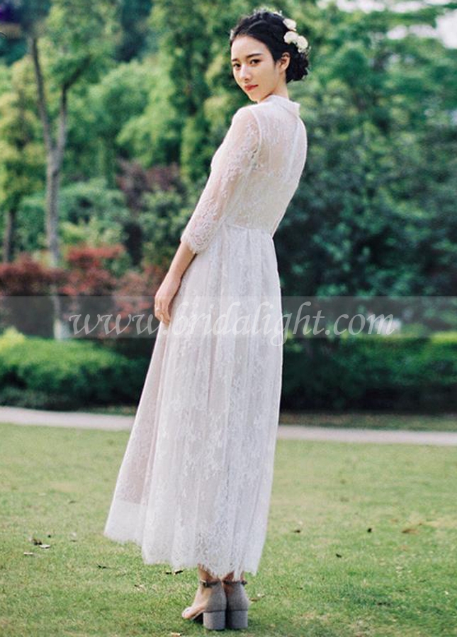 Lace Wedding Dresses A Line Vintage Country Bridal Gowns Champgane Lining Fashion Vestido De Noivas