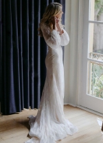 Lartern Sleeve Bohemian Wedding Dresses Mermaid V-Neck Fairy Romantic Bridal Gowns Chic Vestido de Noivas