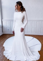 Long Sleeves Mermaid Wedding Dresses With Lace Embroidery