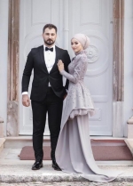 Lavender Muslim Wedding Dresses Long Sleeve Lace Pearls Elegant Bridal Gowns Abiti Da Sposa unique Engagement Dress