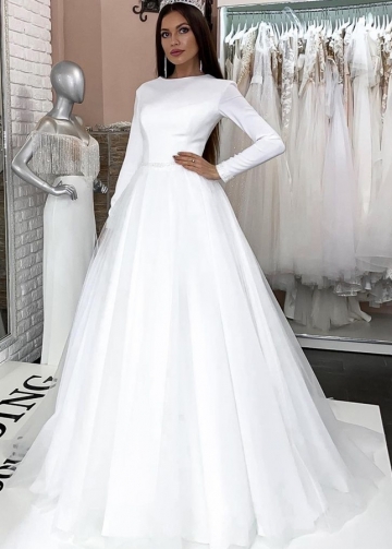 Modest Long Sleeves Wedding Dresses A-line