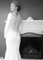 Mermaid Spandex Long Sleeved Wedding Dress with Crystals Sheer Back