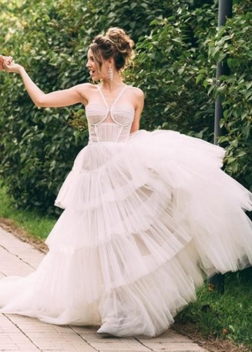 Multi-Layered Skirt Sexy Princess Wedding Dresses 2022