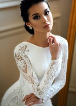 Modest Mermaid Wedding Dresses Lace Appliqued Beaded Sweep Train Boho Wedding Dress