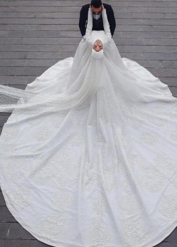 Muslim Wedding Dress Royal Train Bride Dresses