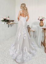 Nude champagne lace wedding dress mermaid bridal gowns