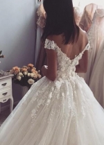 Off-the-shoulder Flower Lace Wedding Dress 2023