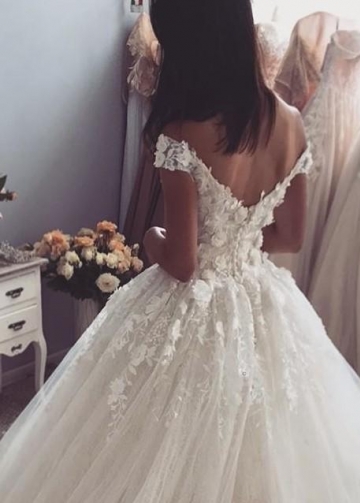 Off-the-shoulder Flower Lace Wedding Dress 2022