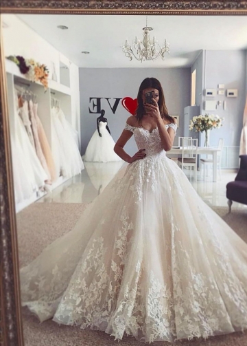 Off-the-shoulder Ivory Lace Dresses for Wedding 2022 vestido de novia