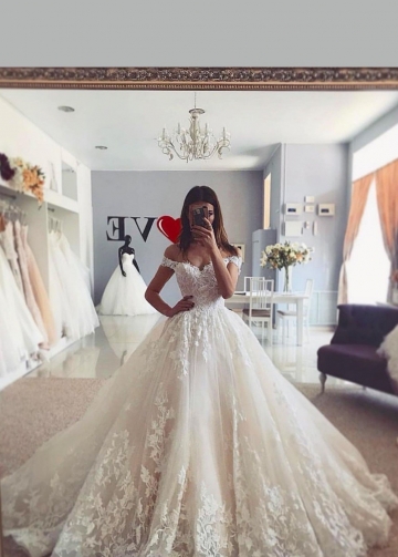 Off-the-shoulder Ivory Lace Dresses for Wedding 2022 vestido de novia