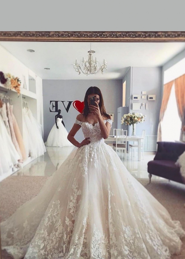 Off-the-shoulder Ivory Lace Dresses for Wedding 2023 vestido de novia