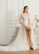 Off the Shoulder Lace A-line Wedding Dress for Summer vestido de novia
