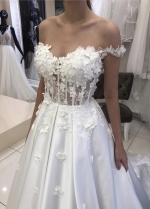 Sweetheart Neckline See Through Satin Bridal Dress