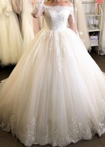 Off the Shoulder Ball Gown Wedding Dresses with Long Sleeves
