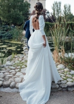 Open Back Wedding Dresses A-line Tulle And Chiffon Skirt Bridal Gowns Bohemian Noivas