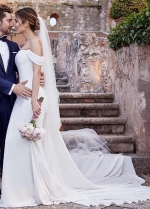 Off The Shoulder Mermaid Wedding Dresses New simple Italy Soft Satin Elegance Vestido De Noiva