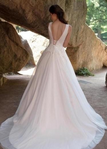 Pleated Tulle Wedding Gown with Appliques vestido de boda
