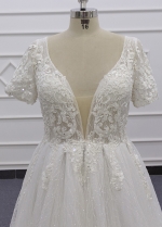 Plus Size Sequin Tulle Short Sleeves Bridal Dresses