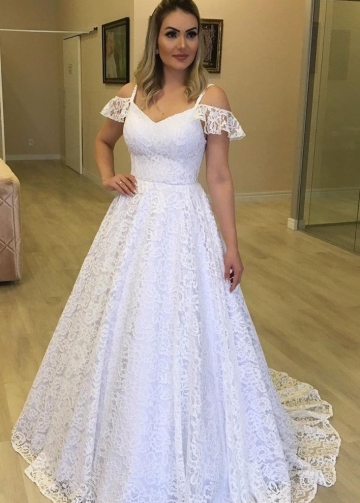 Princess Lace Dress for Bride Off-the-shoulder vestido de novia