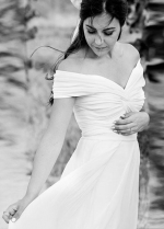Pleat Off Shoulder Wedding Dresses Soft Satin Chiffon Beach Bridal Gowns Chic Noivas