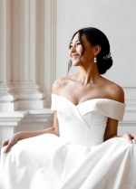 Satin Elegant A Line Wedding Dresses Off Shoulder