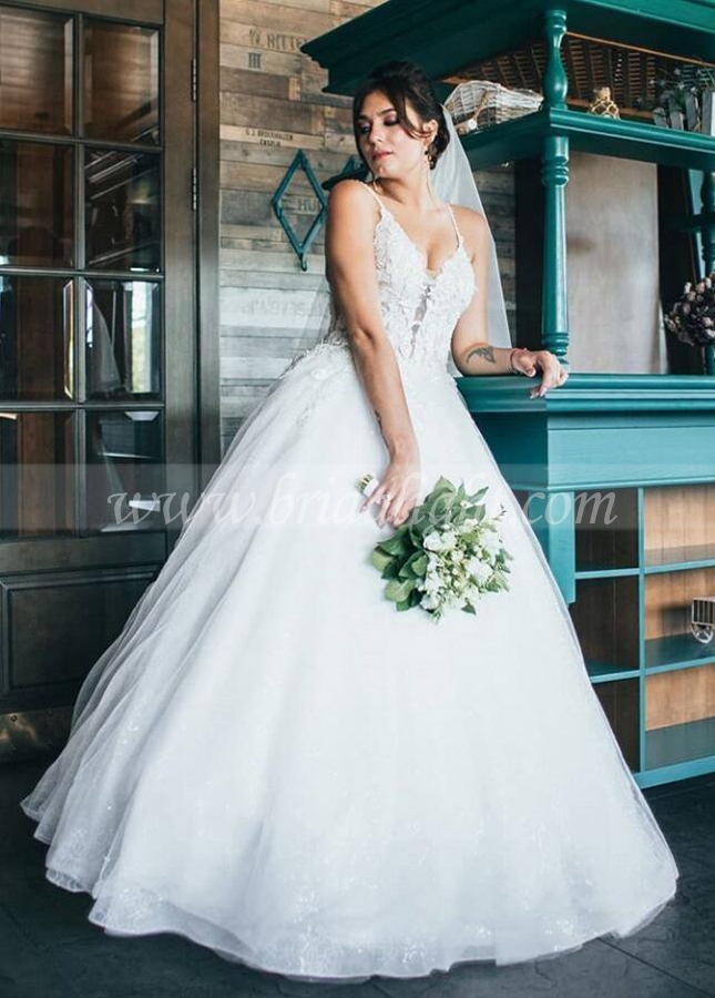 Romantic Tulle Wedding Dresses with Straps