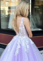 Sheer V-neckline Lace Wedding Dress Tulle Skirt