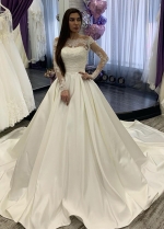 Strapless Satin Bridal Gown with Detachable Lace Top