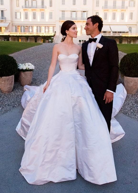 Satin Strapless Spring Wedding Dress with Long Train