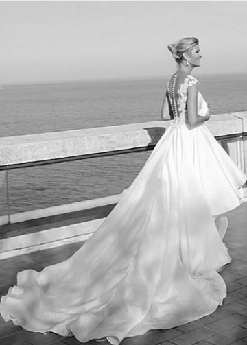 Summer Beach Hi-lo Wedding Dress Lace Bodice