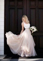 Sleeveless Rustic Wedding Dresses with Chiffon Skirt