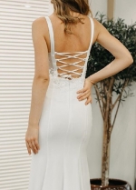 See Through Summer Bridal Dresses with Lace Up Back