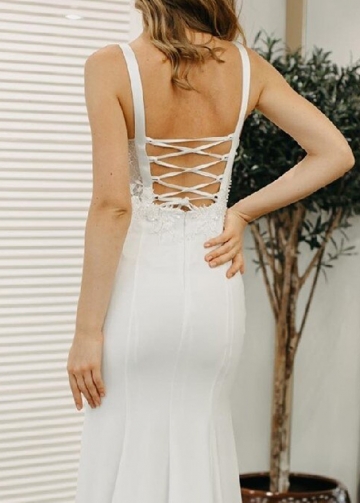 See Through Summer Bridal Dresses with Lace Up Back
