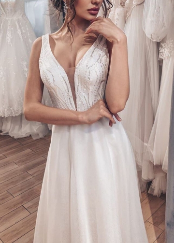 Simple Wedding Dresses V-neckline vestido de novia