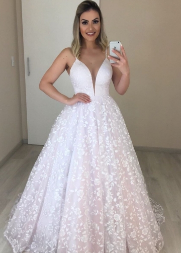 Spaghetti Straps 2023 Wedding Dresses Lace Open Back Vestido de novia